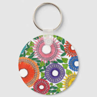 Porte-clés fleurs warli