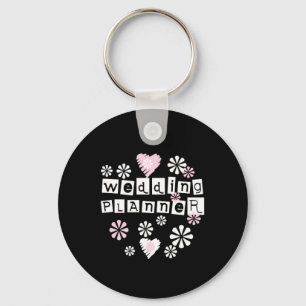Porte-clés Fleurs wedding planners blanches sur noir