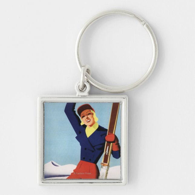 Porte-clés Flexible Flyer Pin-Up Skiing Girl (Devant)