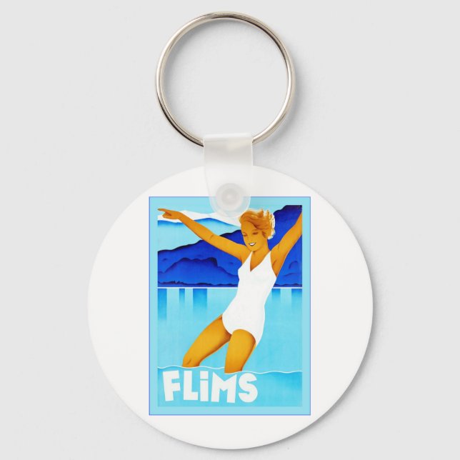 Porte-clés Flims ~ Voyages suisses Vintages (Recto)
