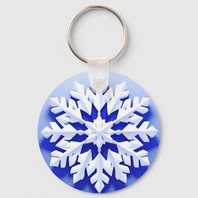 Porte-clés Flocon de Neige Bleu Détaille (Recto)