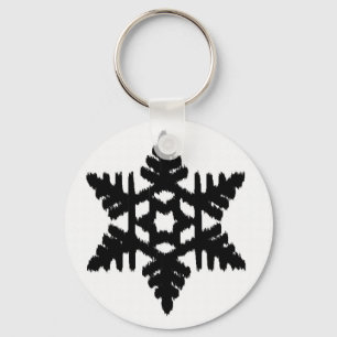 Porte-clés Flocon de neige Ikat - Blanc et noir