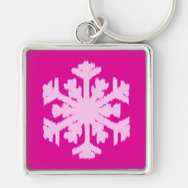 Porte-clés Flocon de neige Ikat - Fuchsia et rose glace (Devant)