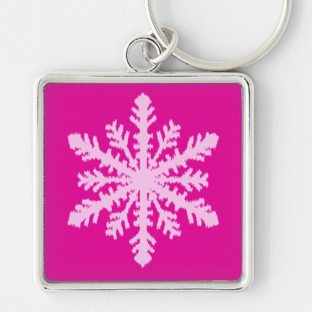 Porte-clés Flocon de neige Ikat - Fuchsia et rose glace (Devant)