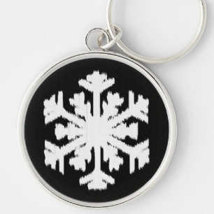 Porte-clés Flocon de neige Ikat - Noir et blanc