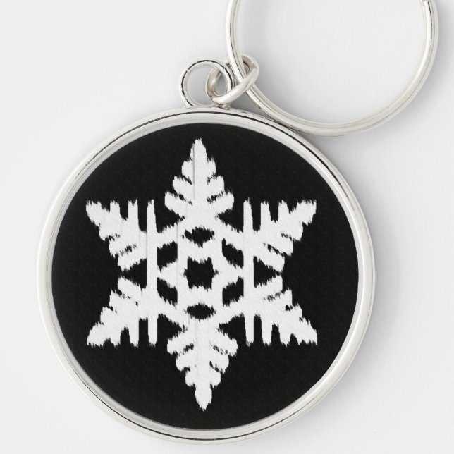 Porte-clés Flocon de neige Ikat - Noir et blanc (Devant)