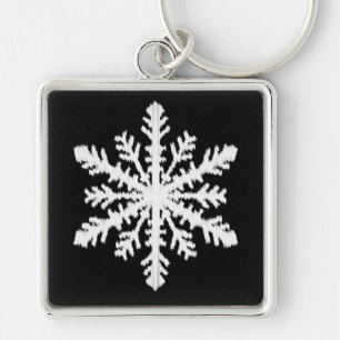Porte-clés Flocon de neige Ikat - Noir et blanc