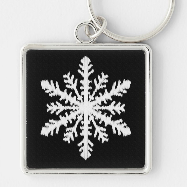 Porte-clés Flocon de neige Ikat - Noir et blanc (Devant)