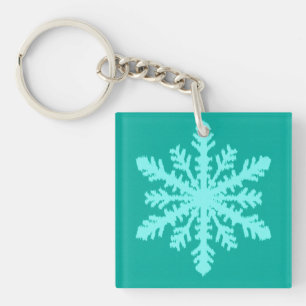 Porte-clés Flocon de neige Ikat - Turquoise et aqua