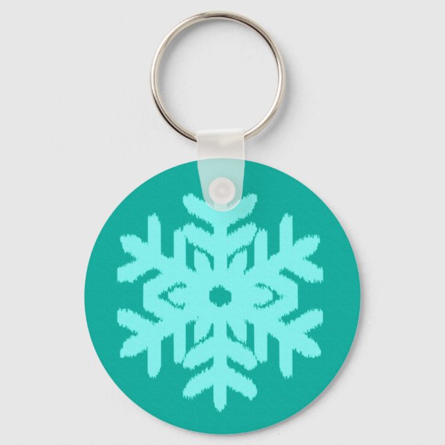 Porte-clés Flocon de neige Ikat - Turquoise et aqua (Recto)
