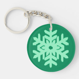 Porte-clés Flocon de neige Ikat - Vert pin et menthe