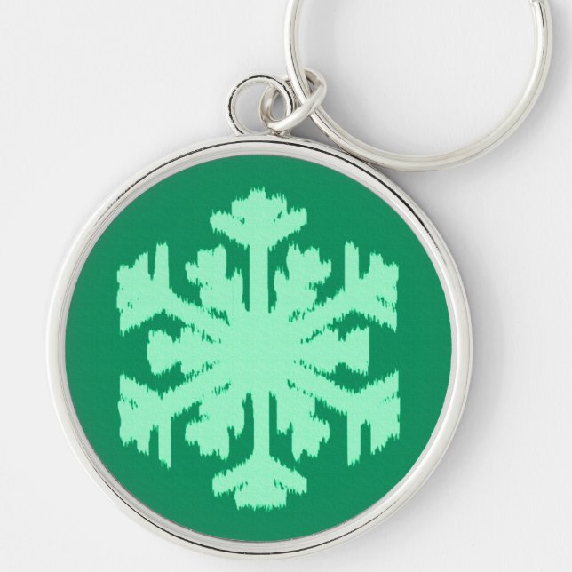 Porte-clés Flocon de neige Ikat - Vert pin et menthe (Devant)