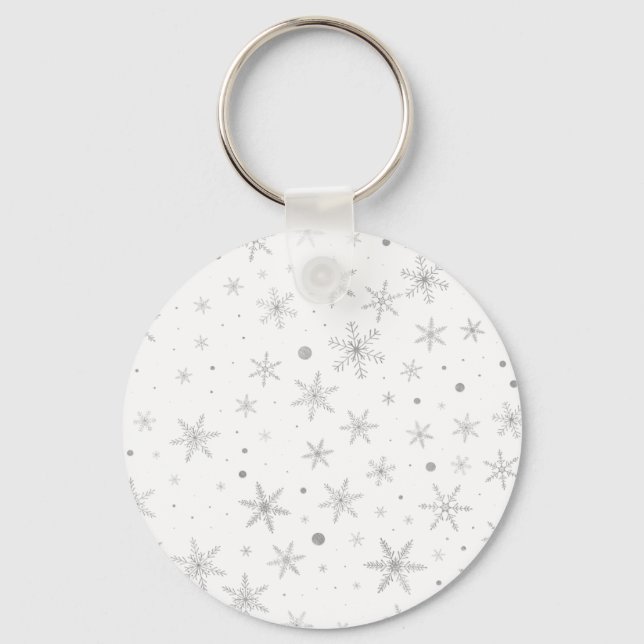 Porte-clés Flocon de neige Twinkle -gris argenté et blanc- (Recto)