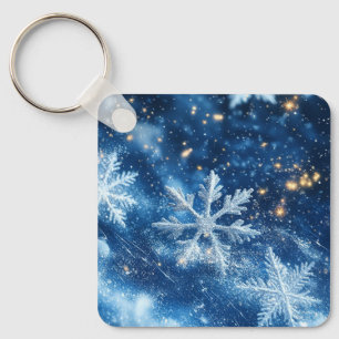 Porte-clés Flocons de neige scintillants de Noël d'hiver