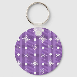 Porte-clés Flocons de neige simples motif carreaux violet   