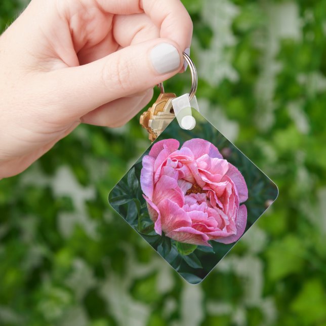 Porte-clés Floraison de Pivoine Rose (main)