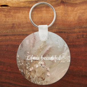 Porte-clés Floral Boho Beige Blanc