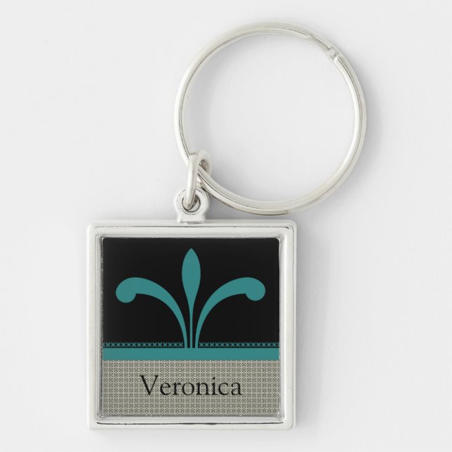Porte-clés Floral Chic Porte - clé, Turquoise (Devant)