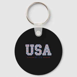Porte-clés Floral Coquette Usa Amérique 4 juillet indépendant