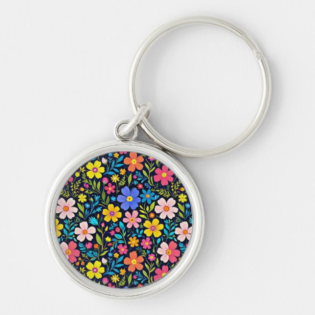 Porte-clés Floral Digital Peinture Fleurs Motif-38875 (Devant)