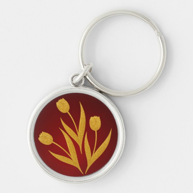 Porte-clés Floral doré  (Devant)