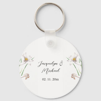 Porte-clés Floral Elegant Chic Cute Calligraphie Ajouter Nom