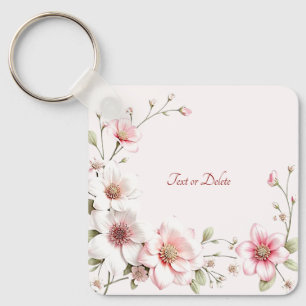 Porte-clés floral élégant rose blanc