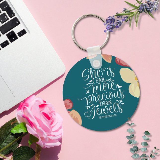 Porte-clés Floral Elle est bien plus Précieuse que les Bijoux (Créateur téléchargé)