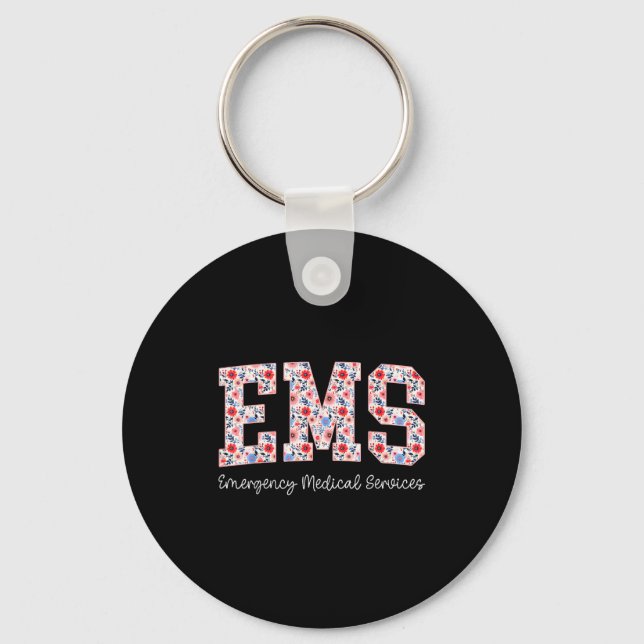 Porte-clés Floral Ems Emergency Medical Services Emt Wildflow (Recto)