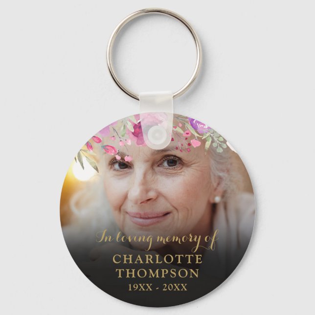 Porte-clés Floral En Mémoire AmoureusePhoto (Recto)