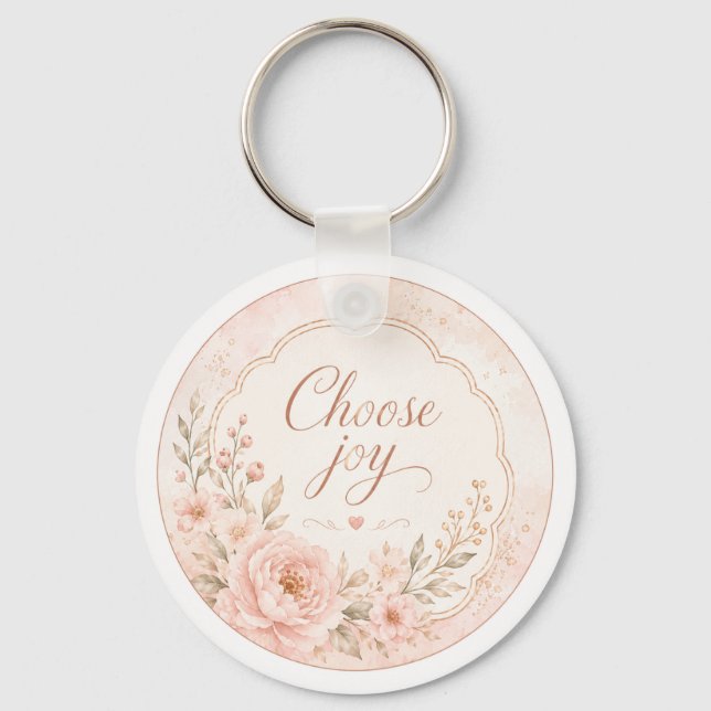 Porte-clés floral en soie rose éditable (Recto)