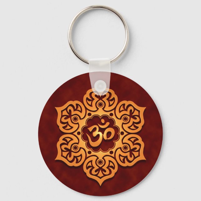 Porte-clés Floral Golden Red Aum Design (Recto)