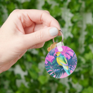Porte-clés Floral/hawaïen/tropical/perroquet
