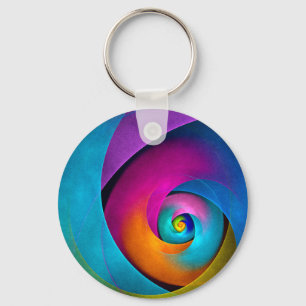 Porte-clés Floral moderne Art Abstrait rose Bleu Motif #17