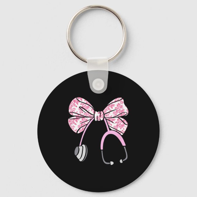 Porte-clés Floral Nk Coquette Bow Rn Nurse Stethoscope Nursin (Recto)