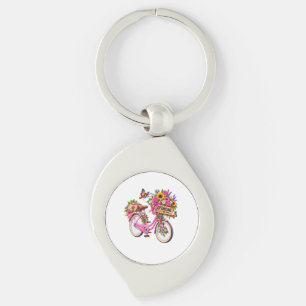 Porte-Clés Floral « Optimisme » – Vélo Rose Fleuri