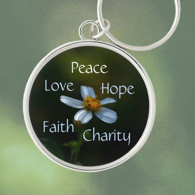 Porte-clés Floral Peace Love Hope Faith Charity Daisy (Créateur téléchargé)