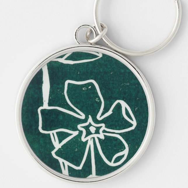 Porte-clés floral "Pervenche verte" (Devant)