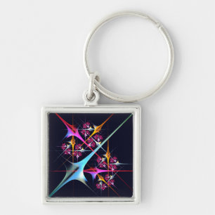Porte-clés Floral rose moderne Art Abstrait Couleur Motif #01