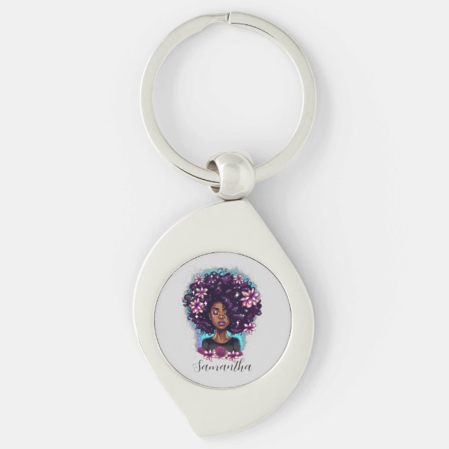 Porte-clés Floral Sparkling Afro Femme (Devant)