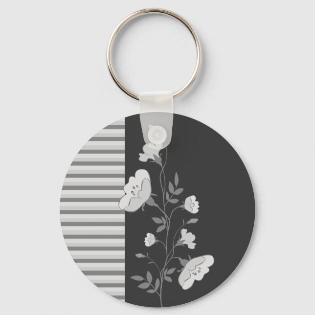 Porte-clés Floral Stripes B&W Porte - clé (Recto)
