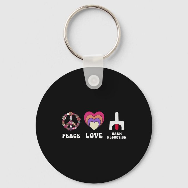 Porte-clés Florale Paix Amour Réduction des Risques de Surdos (Recto)