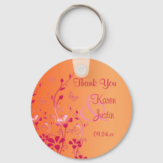 Porte-clés Florale rose et orange avec Porte - clé de papillo