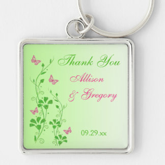 Porte-clés Florale rose et verte avec Porte - clé de papillon