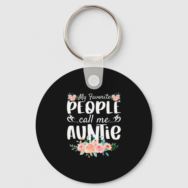 Porte-clés Florals Mes Gens Préférés M'Appelent Tante (Recto)