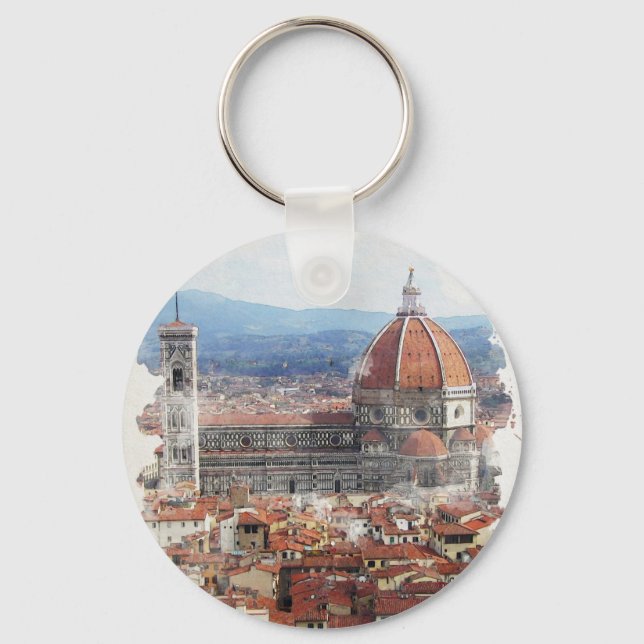 Porte-clés Florence Italie Aquarelle Art (Recto)