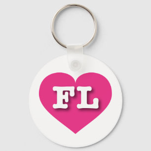 Porte-clés Floride Hot PInk Heart - J'aime FL