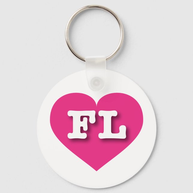 Porte-clés Floride Hot PInk Heart - J'aime FL (Recto)