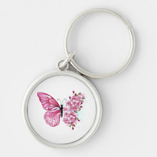 Porte-clés Flower Butterfly with Pink Sakura