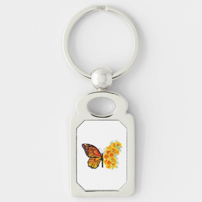 Porte-clés Flower Butterfly with Yellow California Poppy (Devant)